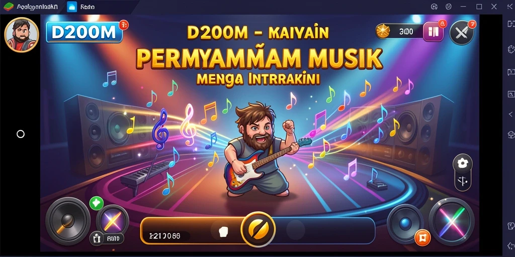 Screenshot gameplay D200M dengan grafik menarik dan musik yang menggugah semangat.
