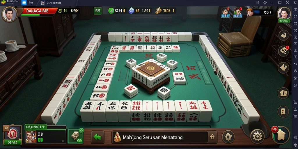 Tampilan gameplay seru dari DANAGAME yang menampilkan ubin Mahjong.