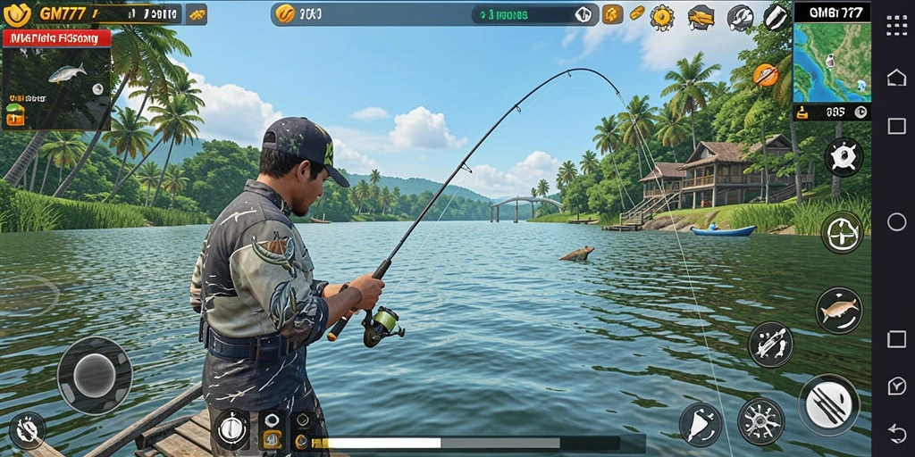 Screenshot gameplay GM777 menampilkan pengalaman memancing yang memukau.