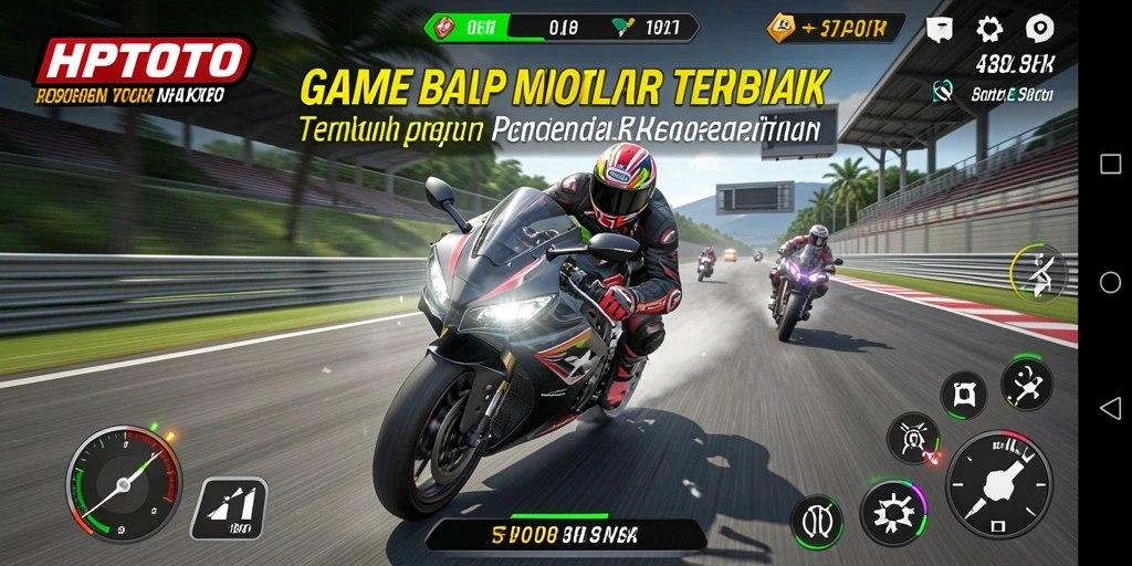 Tampilan seru dari gameplay balap motor HPTOTO.