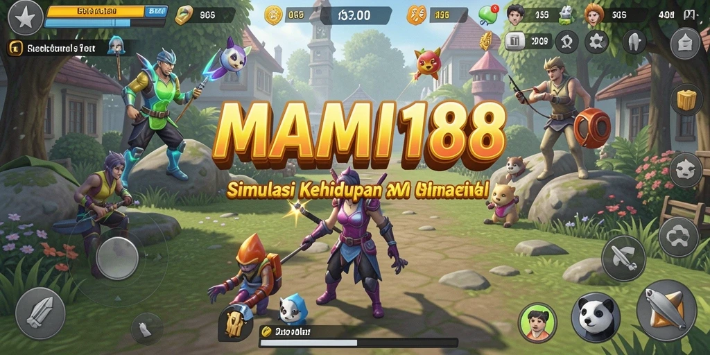Screenshot gameplay MAMI188 yang menampilkan interaksi karakter.