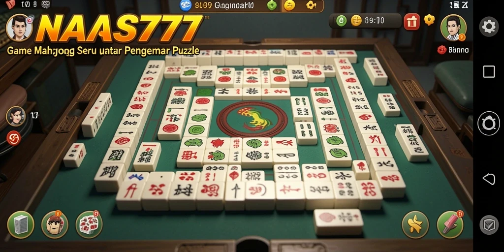 Tampilan gameplay NANAS777 dengan ubin Mahjong yang berwarna-warni.