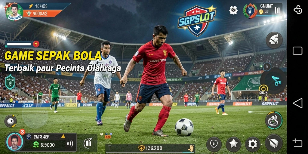 Tampilan gameplay aktif yang menampilkan pertandingan sepak bola seru.