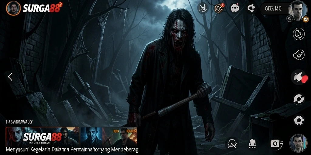 Screenshot gameplay SURGA88 yang menampilkan nuansa Horror yang mencekam.