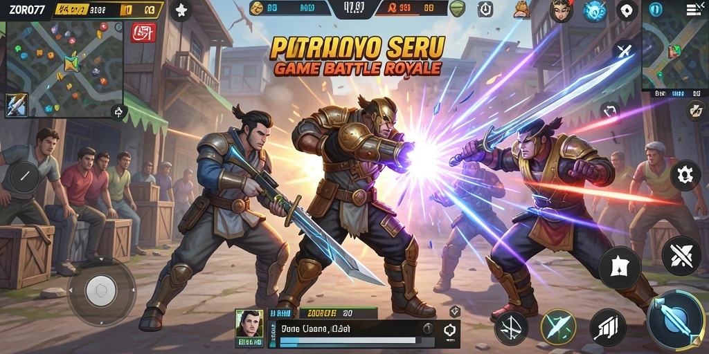 Tampilan gameplay ZORO77 yang mendebarkan dalam pertarungan Battle Royale.